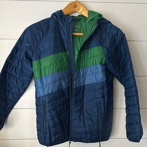 L.L. Bean Kids Puffer Jacket in Blue and Green